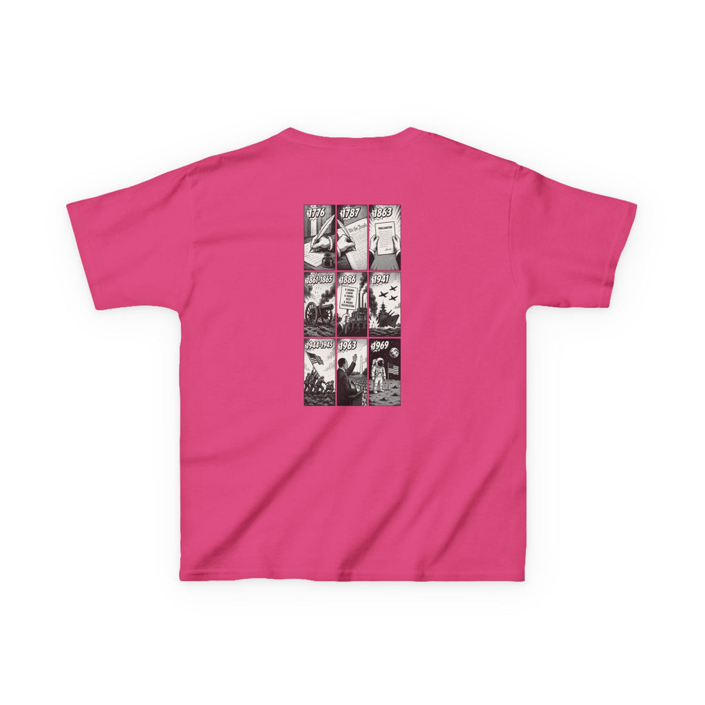 America Comic Book History Kids Tee Printify