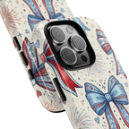 Patriotic Coquette Bows Phone Case – Americana Ribbon & Fireworks Design Printify