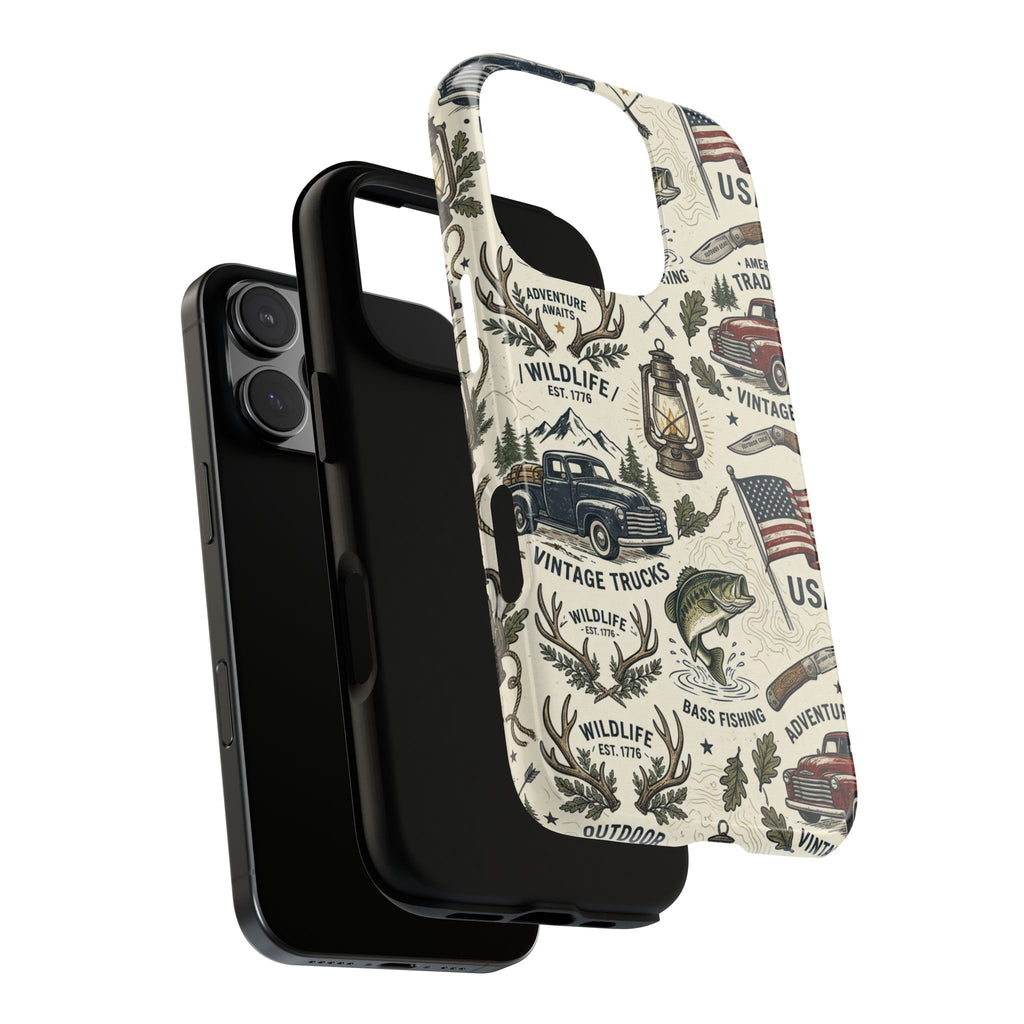 Patriotic Outdoors Phone Case – Bass Fishing & Vintage Americana Case Printify