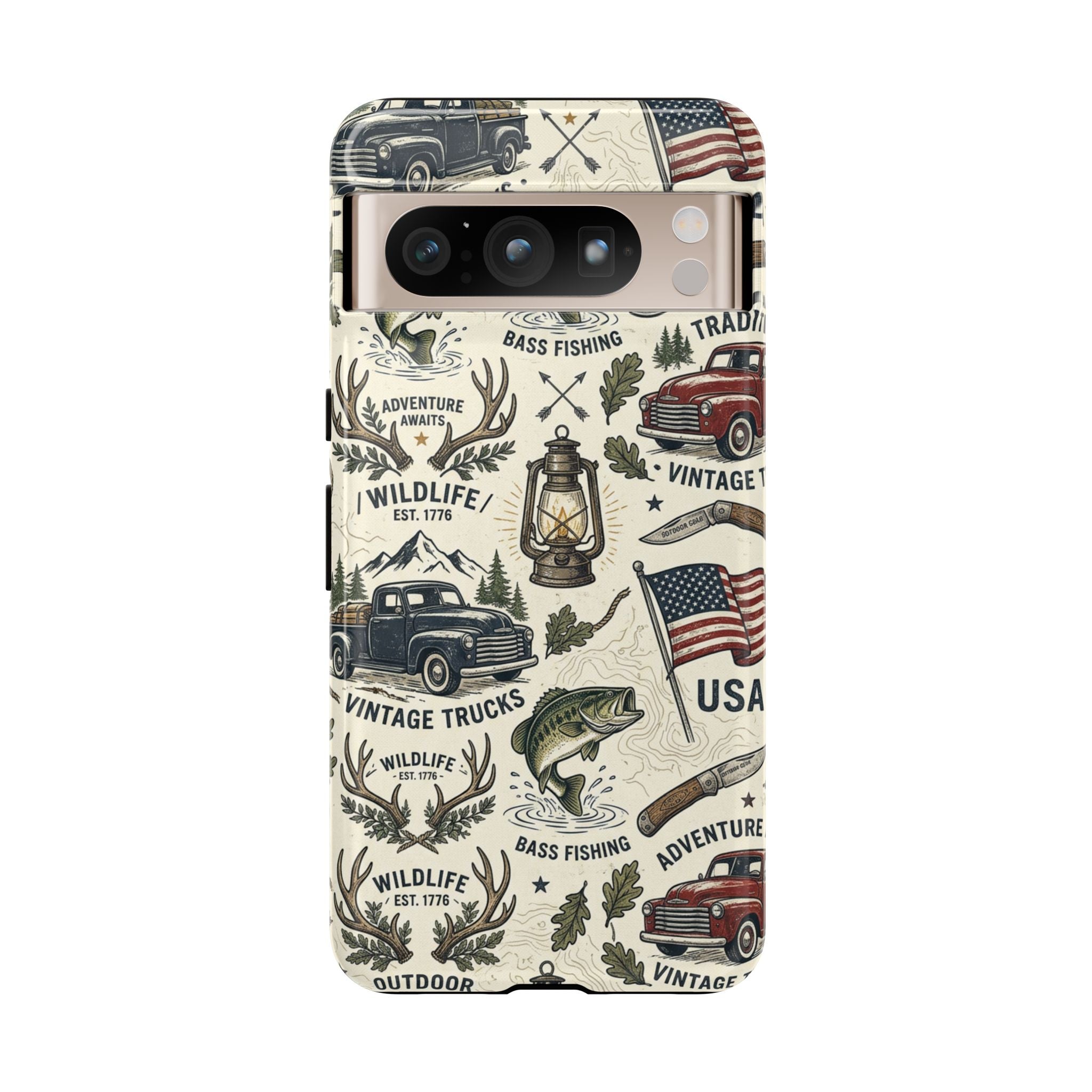 Patriotic Outdoors Phone Case – Bass Fishing & Vintage Americana Case Printify