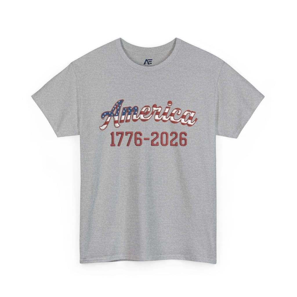 "America 1776–2026" Patriotic Unisex Cotton T-Shirt – Gildan 5000 Heavy Tee FIXED