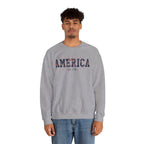 America Wildflower Crewneck Sweatshirt – Vintage Patriotic Floral Pullover Printify