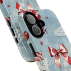 Americana Coquette Cherry Bow Phone Case Printify