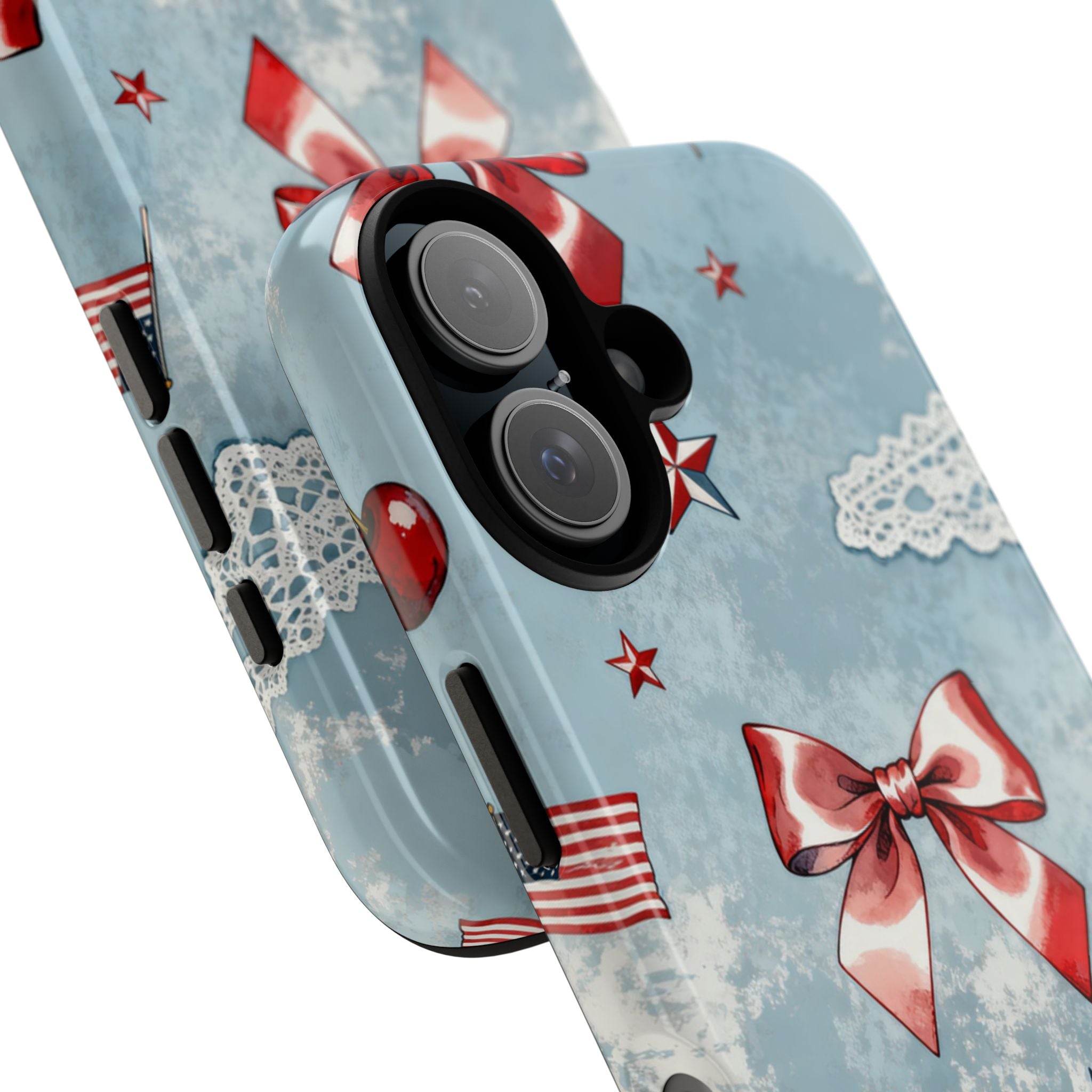 Americana Coquette Cherry Bow Phone Case Printify