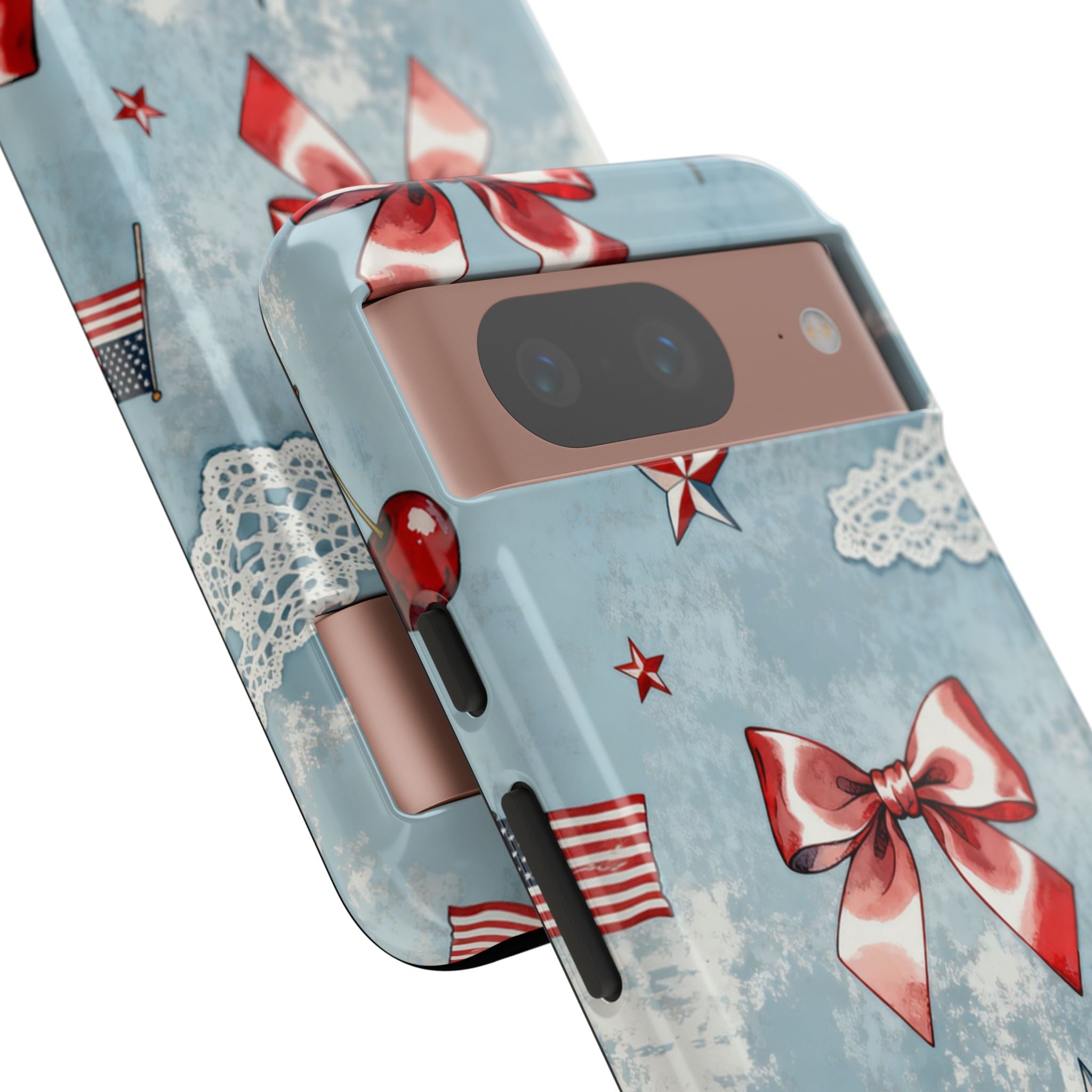 Americana Coquette Cherry Bow Phone Case Printify