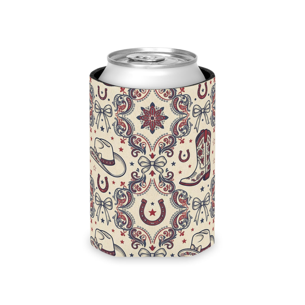 Cowgirl Americana Can Cooler — Western Cowboy Country Drink Koozie Printify