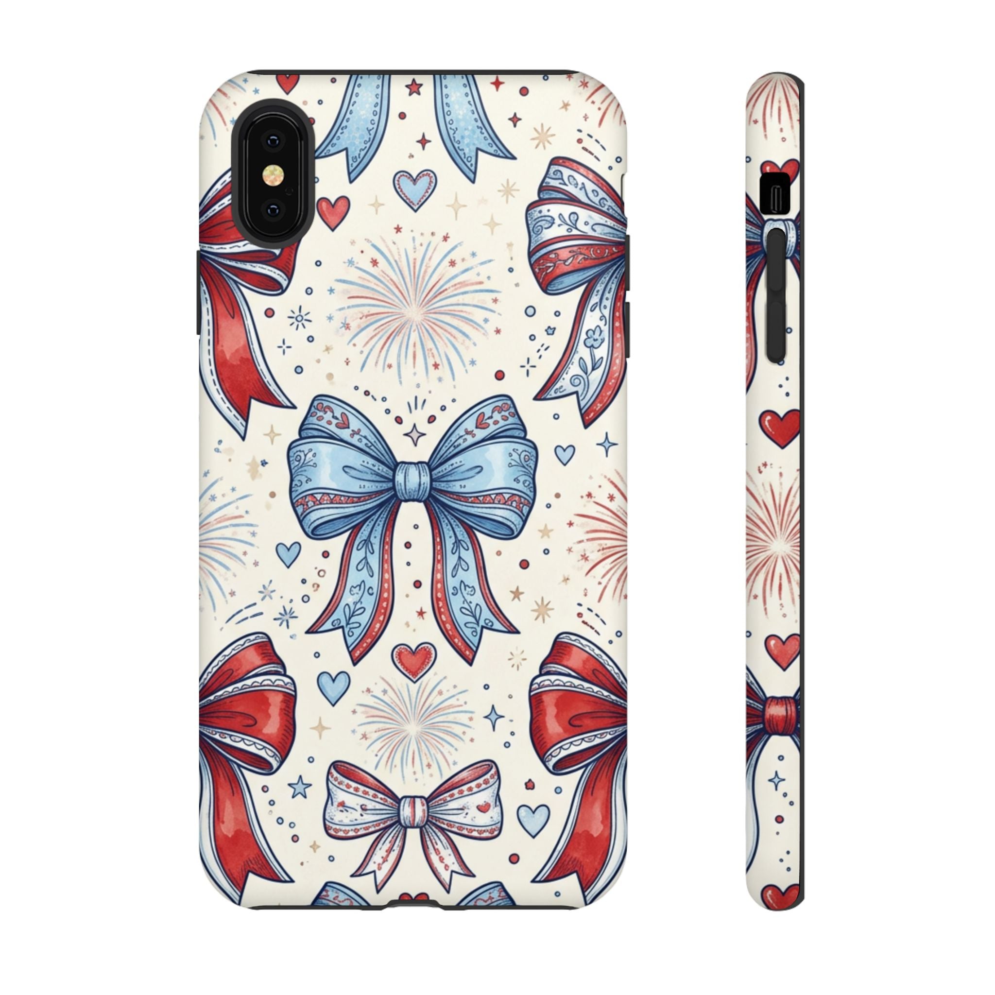 Patriotic Coquette Bows Phone Case – Americana Ribbon & Fireworks Design Printify
