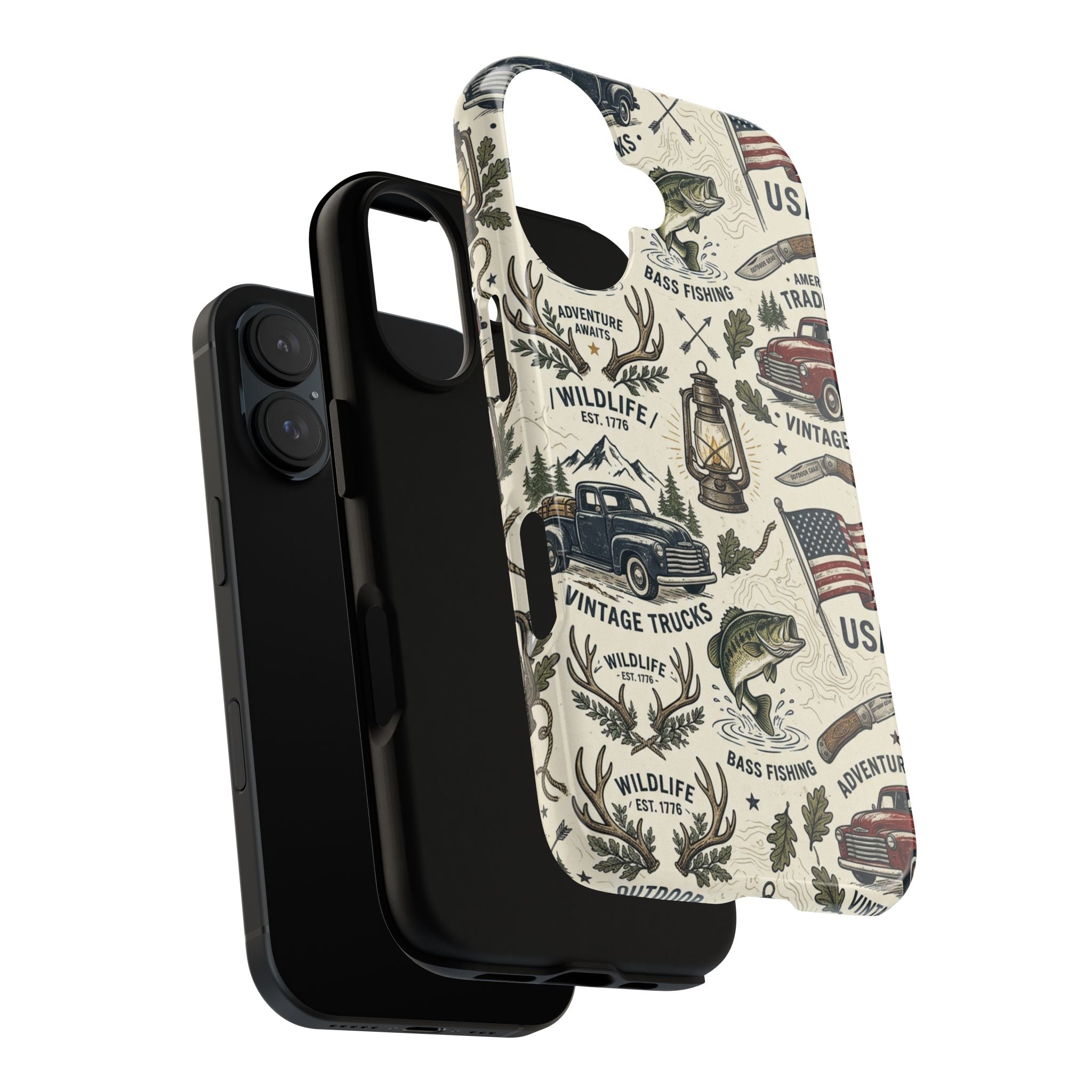 Patriotic Outdoors Phone Case – Bass Fishing & Vintage Americana Case Printify