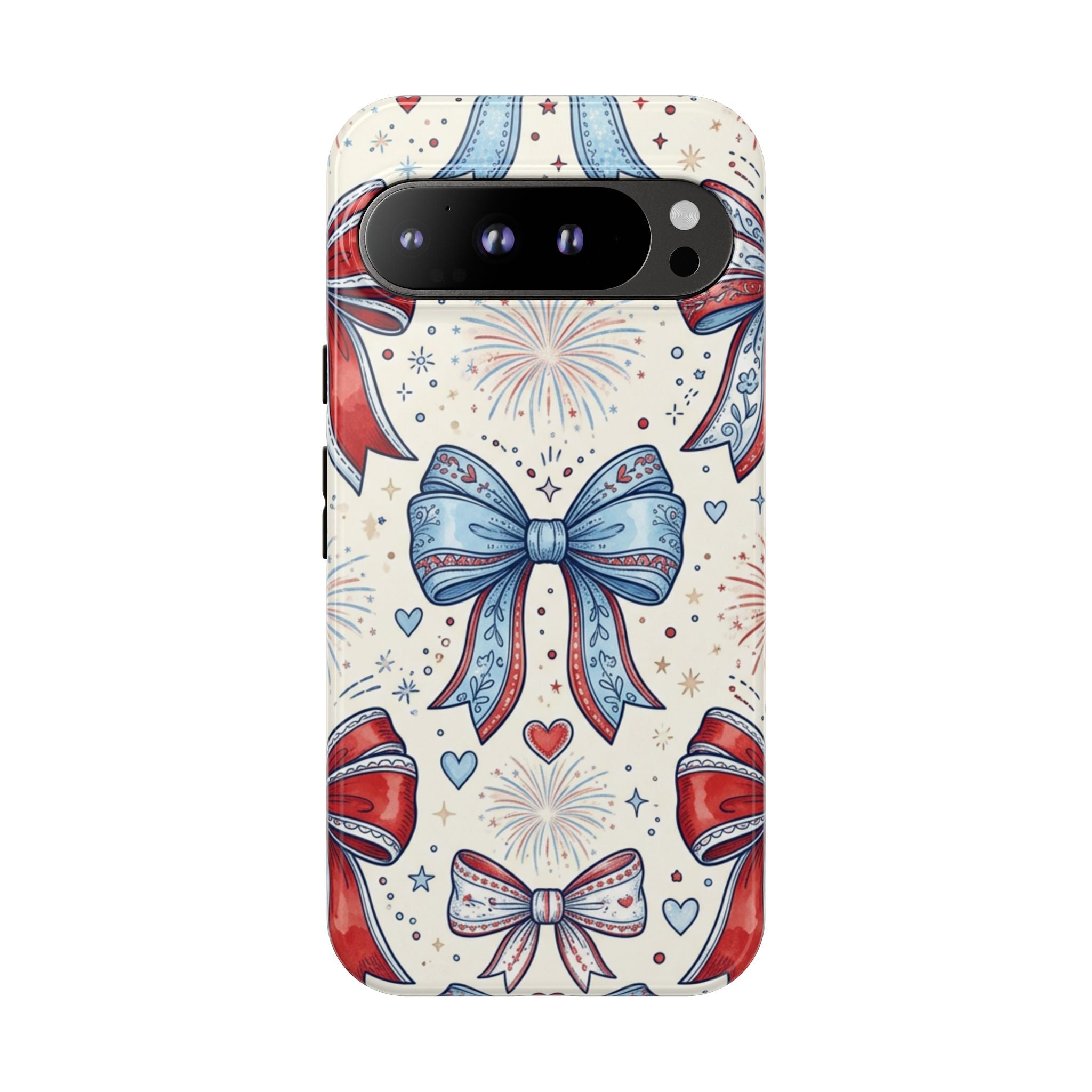 Patriotic Coquette Bows Phone Case – Americana Ribbon & Fireworks Design Printify