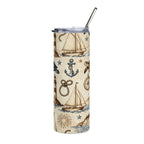 20oz Stainless Steel Tumbler — Nautical Turtles, Sailboats & Lighthouses Printify