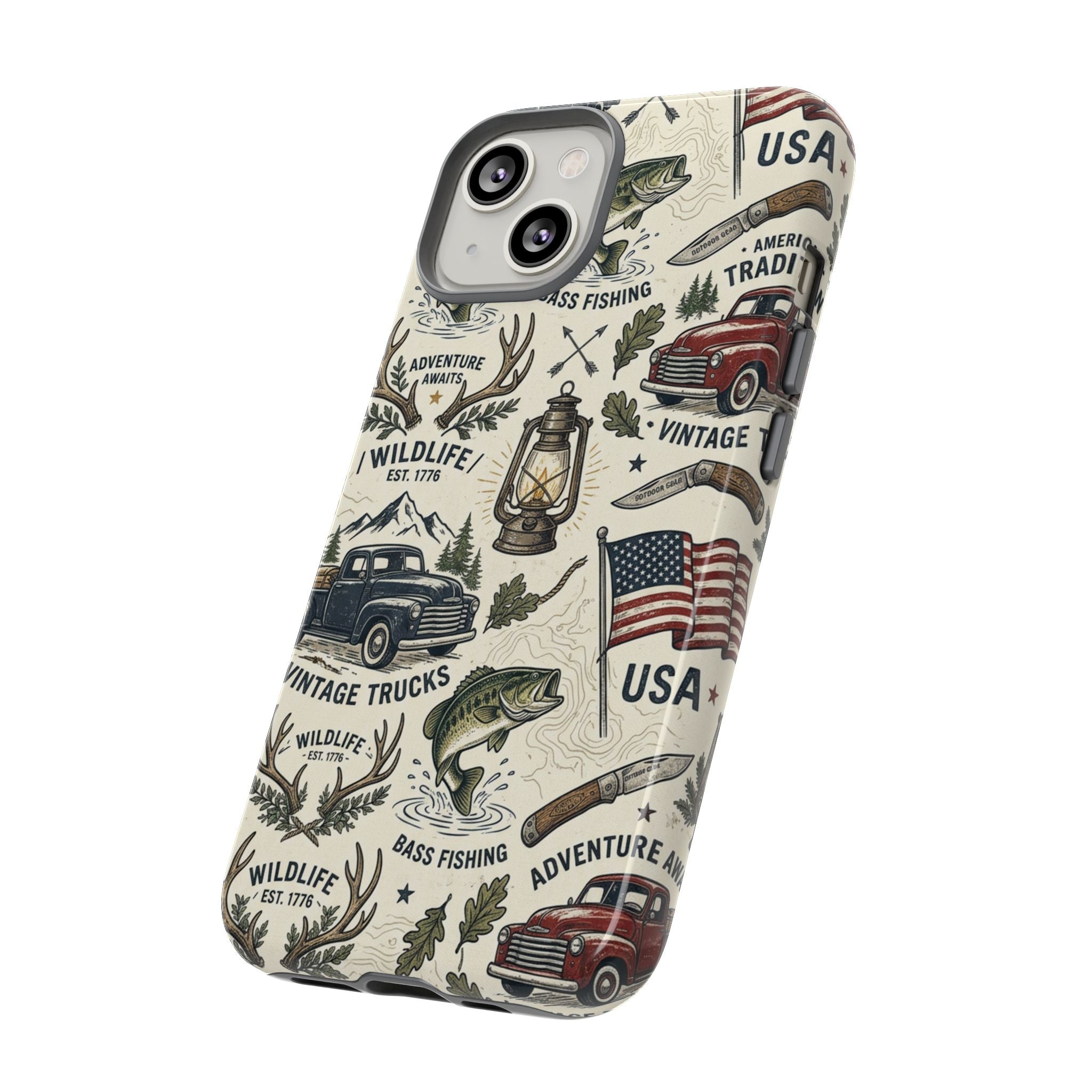Patriotic Outdoors Phone Case – Bass Fishing & Vintage Americana Case Printify
