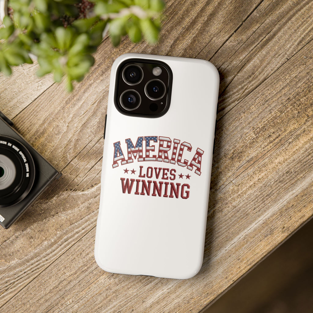 America Loves Winning Patriotic Phone Case – Tough Dual Layer iPhone & Samsung Galaxy S26 Case