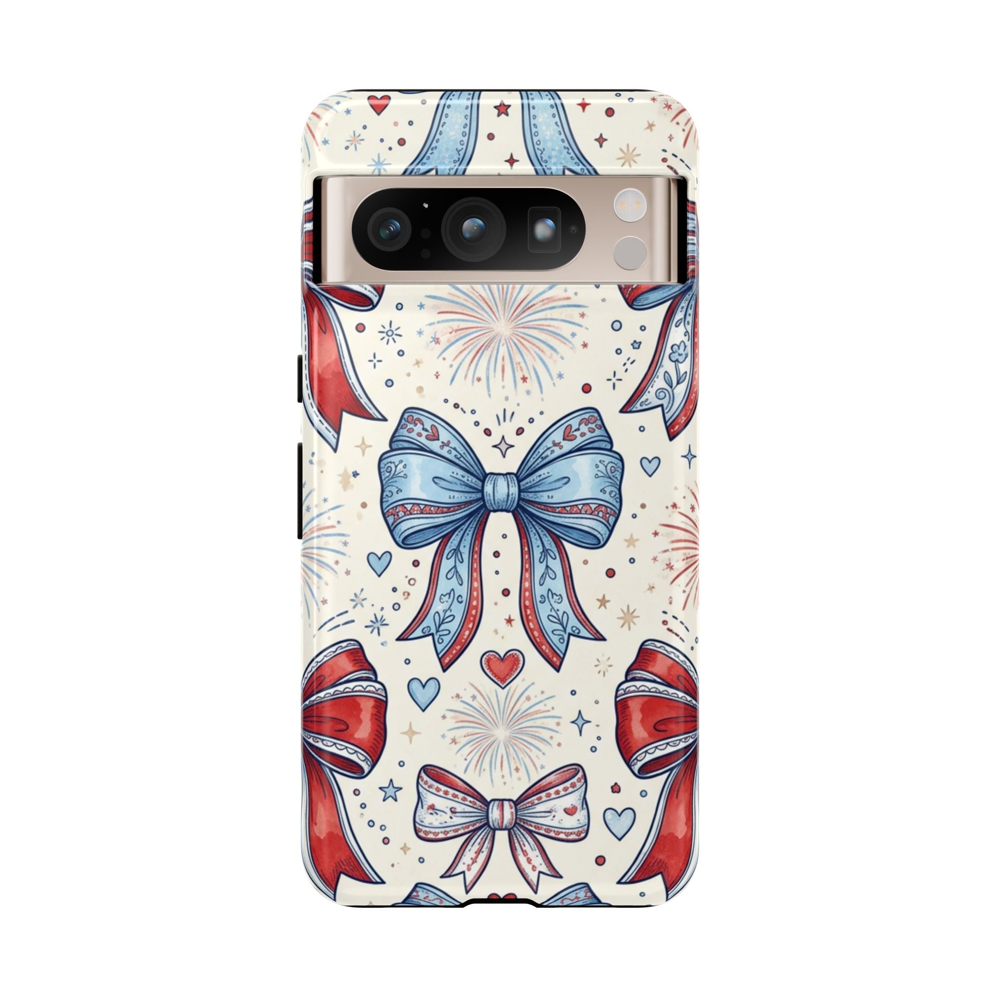 Patriotic Coquette Bows Phone Case – Americana Ribbon & Fireworks Design Printify