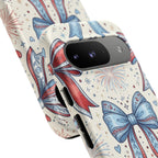 Patriotic Coquette Bows Phone Case – Americana Ribbon & Fireworks Design Printify