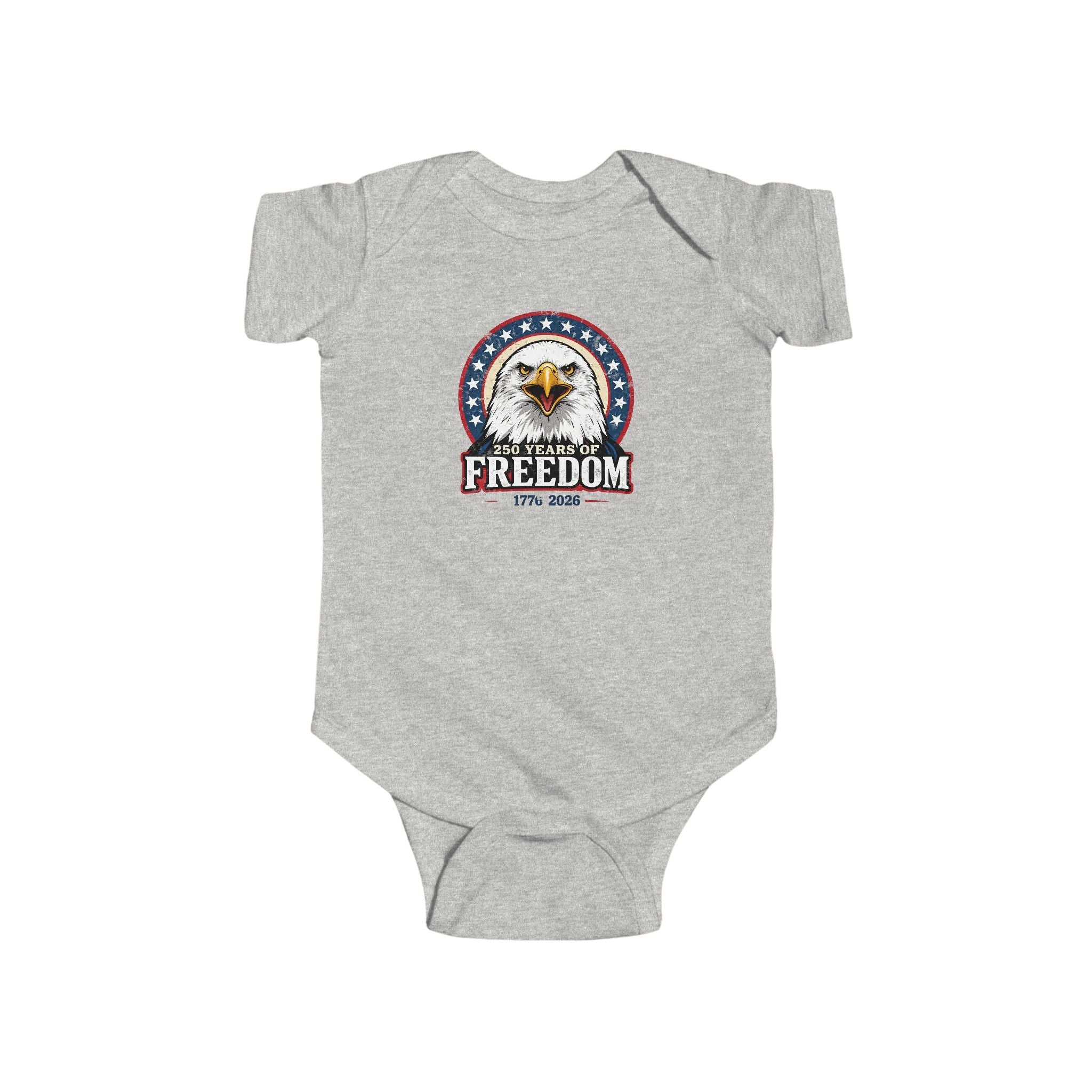 Patriotic Freedom Eagle Infant Bodysuit — "Freedom" Bald Eagle Baby Tee Printify