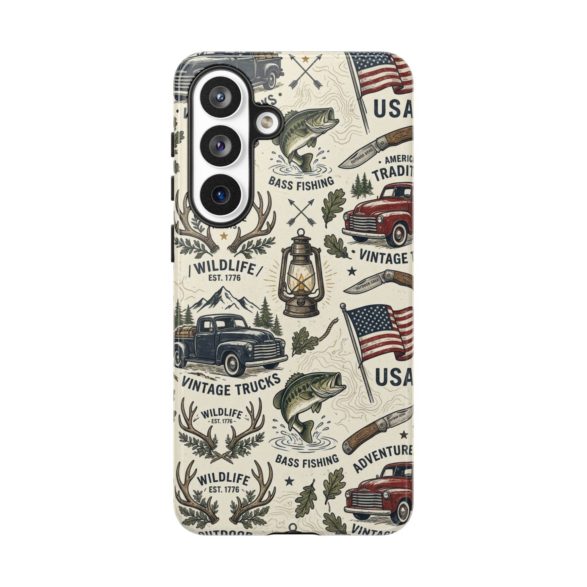 Patriotic Outdoors Phone Case – Bass Fishing & Vintage Americana Case Printify