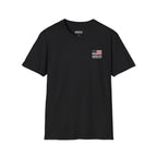 American Flag Pocket T-Shirt — "America's" Small Logo Patriotic Tee Printify