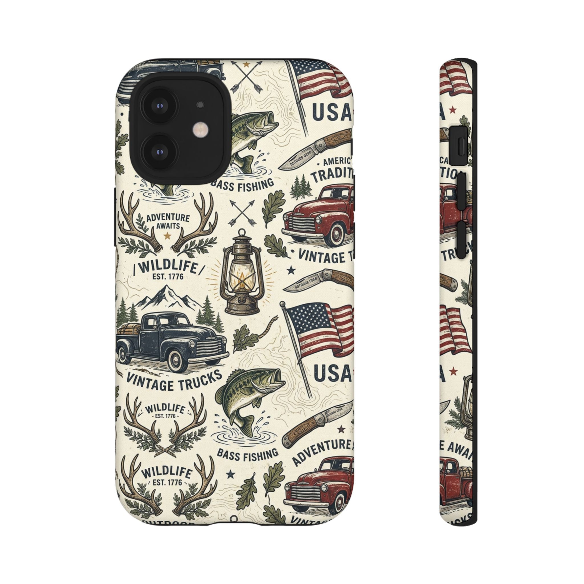 Patriotic Outdoors Phone Case – Bass Fishing & Vintage Americana Case Printify