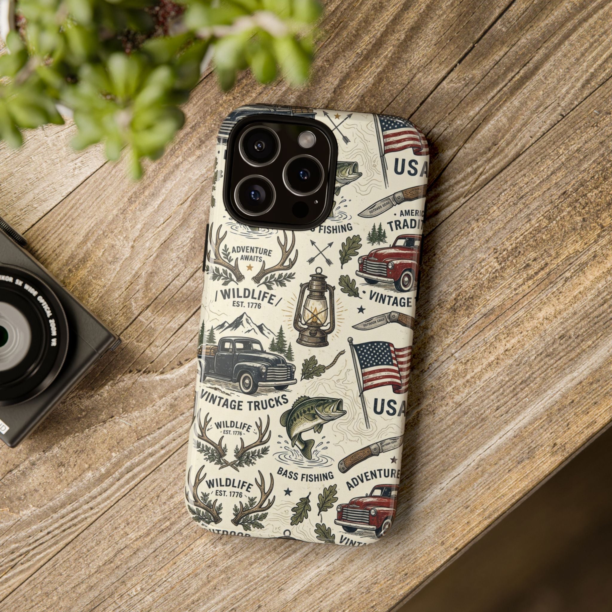 Patriotic Outdoors Phone Case – Bass Fishing & Vintage Americana Case Printify