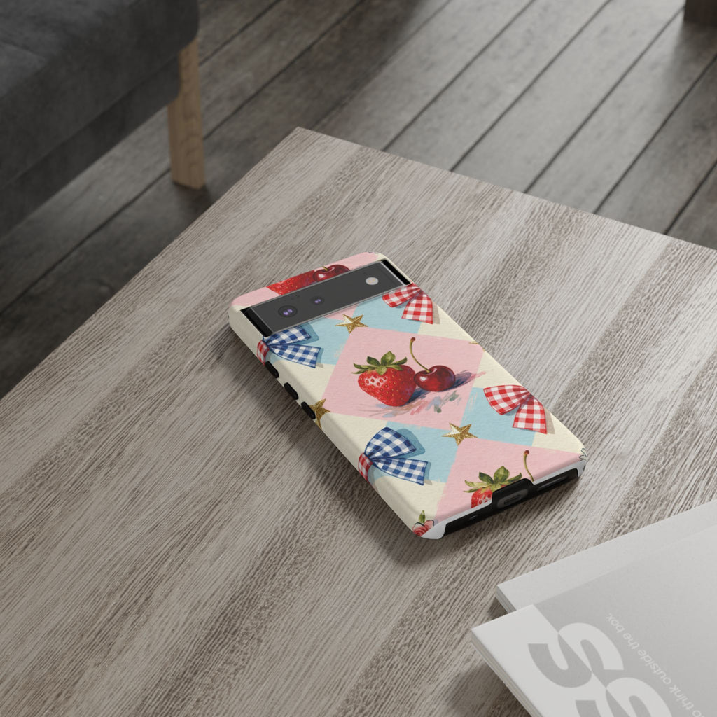 Americana Coquette Cherry Picnic Phone Case Printify