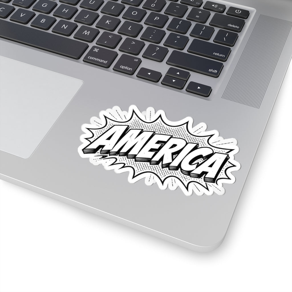 America Comic Book Sticker — Retro Patriotic Kiss-Cut Decal Printify
