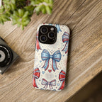 Patriotic Coquette Bows Phone Case – Americana Ribbon & Fireworks Design Printify