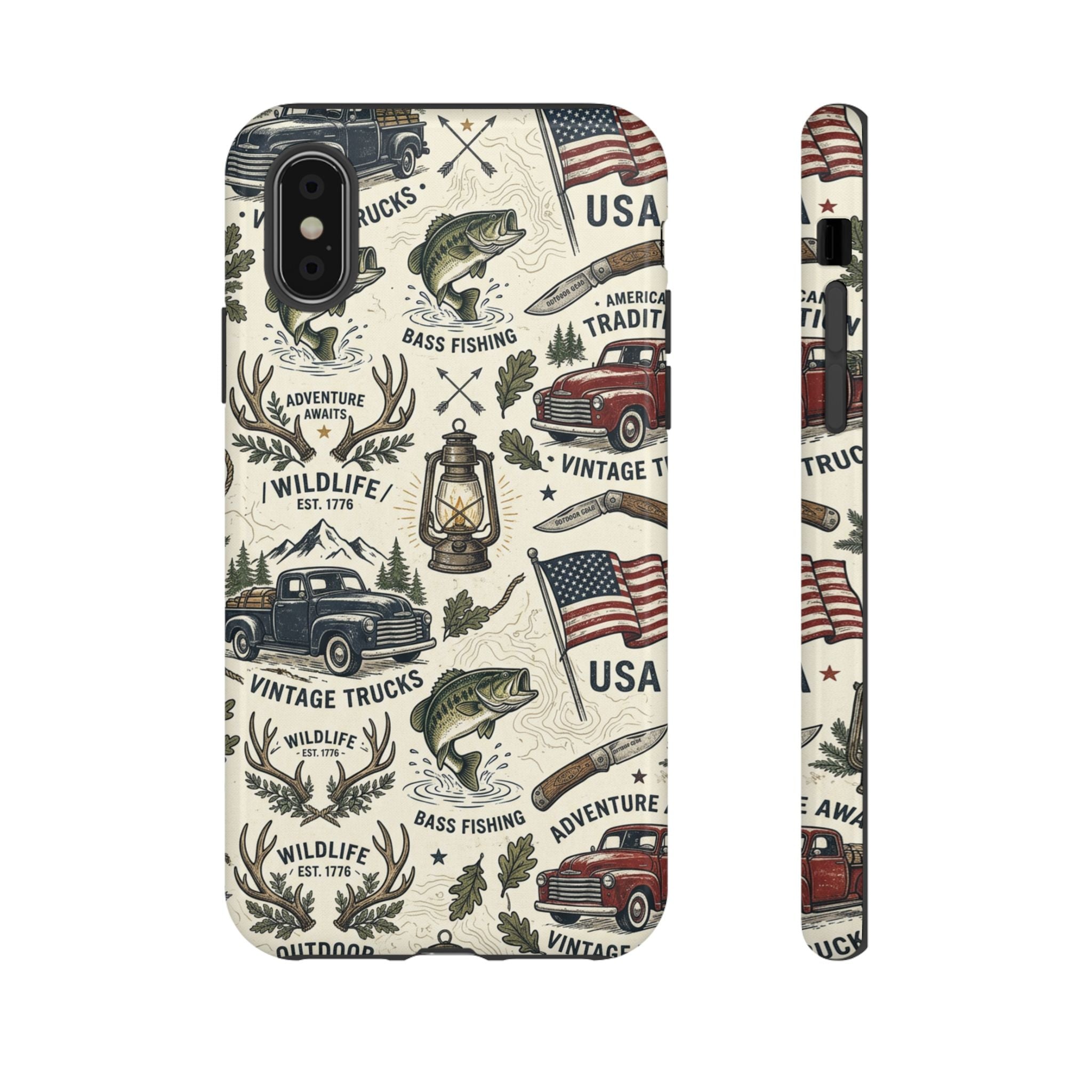 Patriotic Outdoors Phone Case – Bass Fishing & Vintage Americana Case Printify