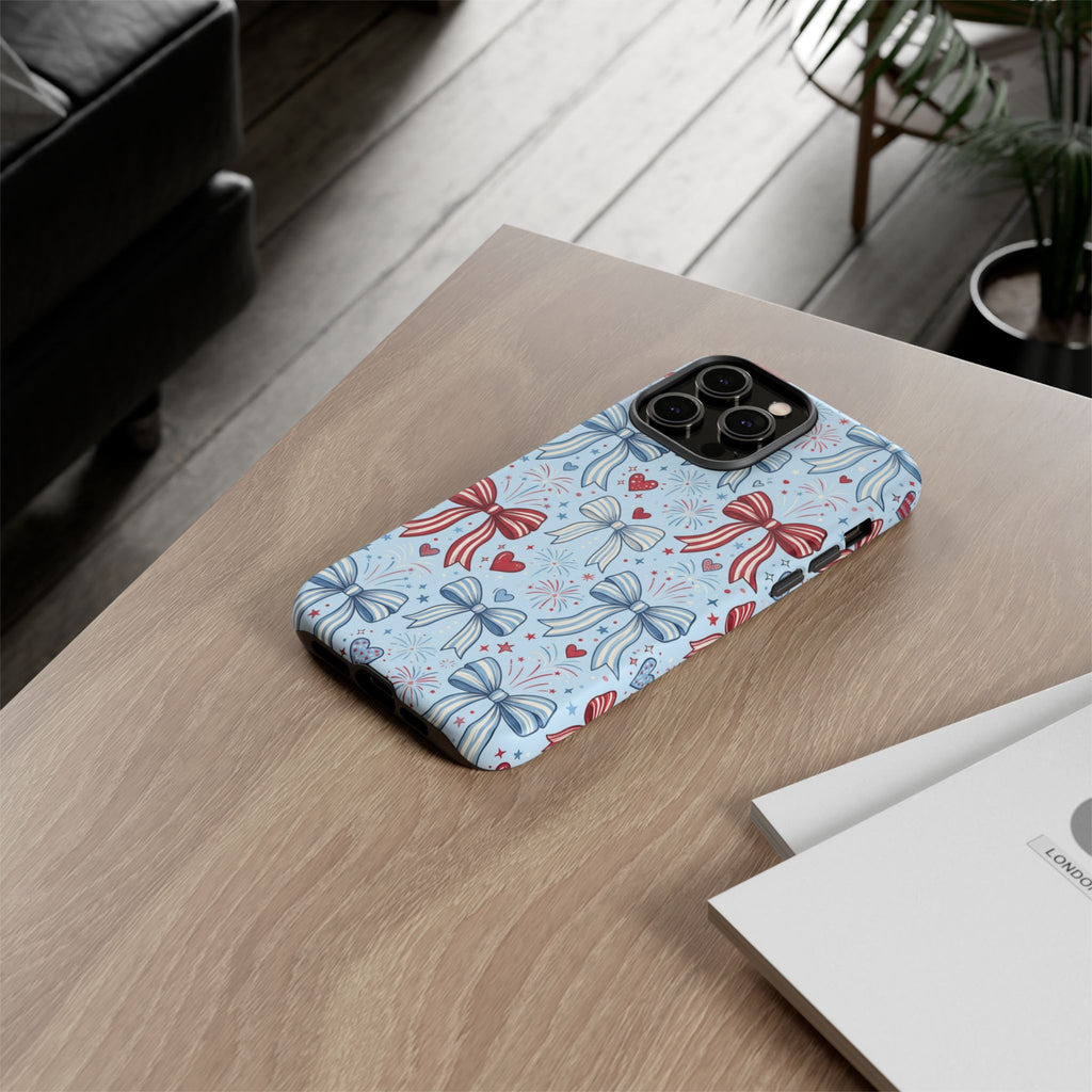 Patriotic Coquette Bows & Fireworks Phone Case Printify