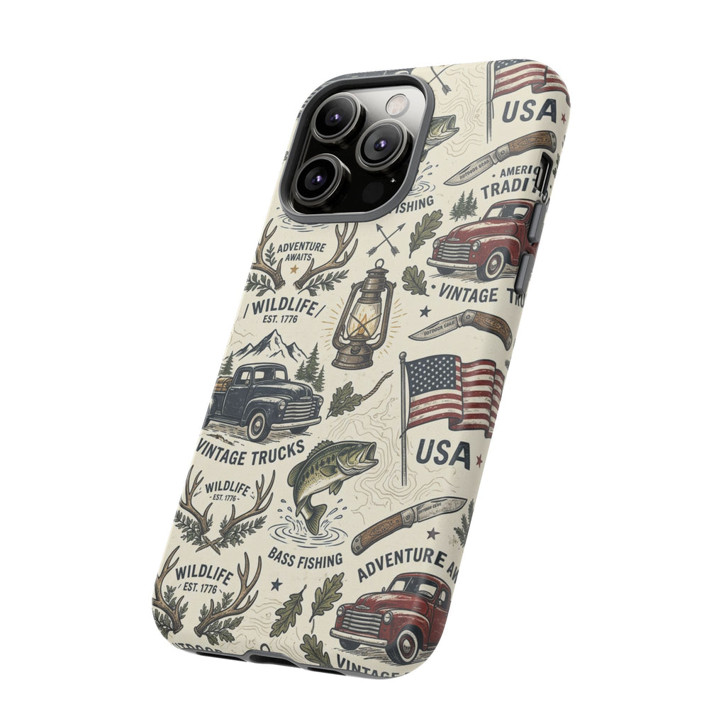 Patriotic Outdoors Phone Case – Bass Fishing & Vintage Americana Case Printify