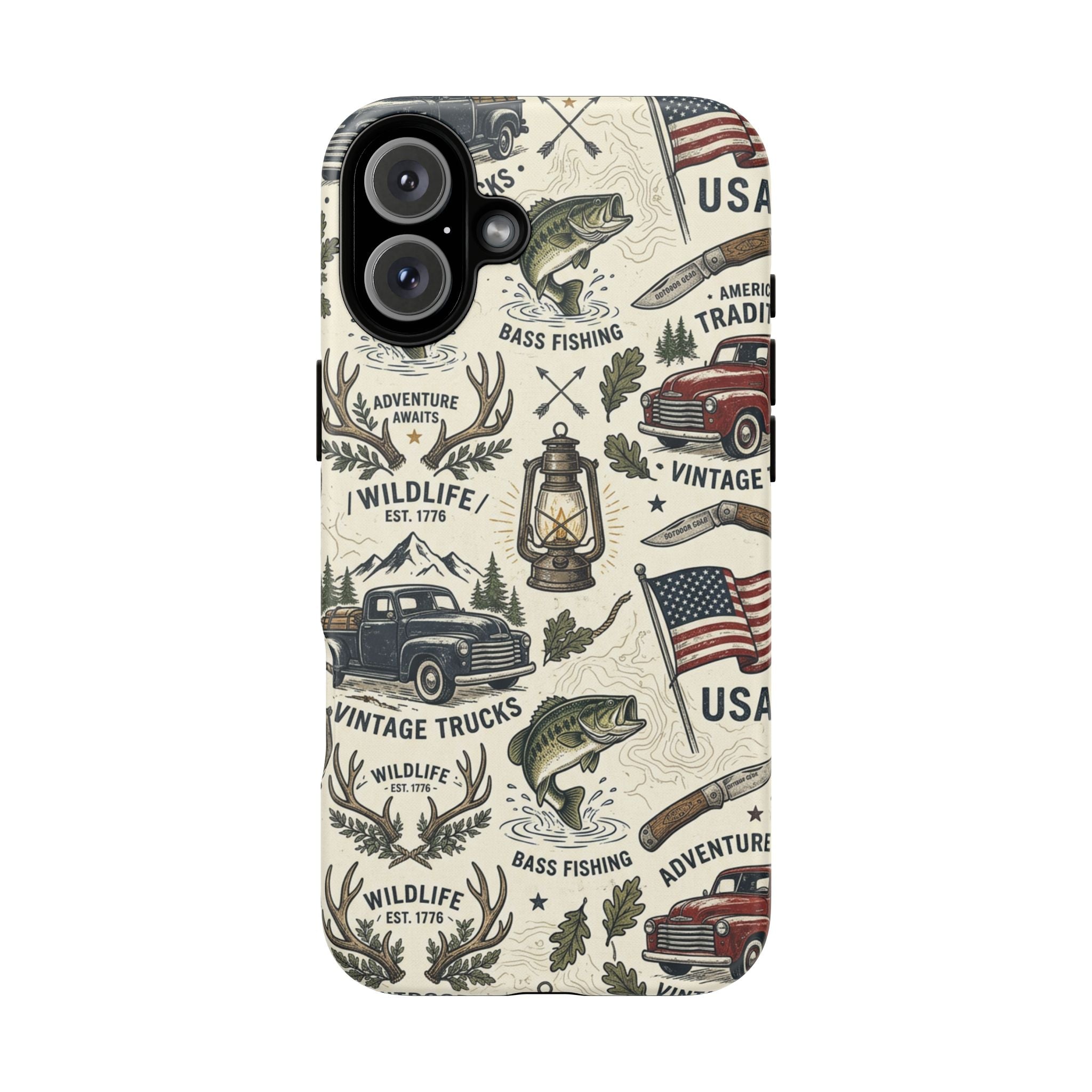 Patriotic Outdoors Phone Case – Bass Fishing & Vintage Americana Case Printify