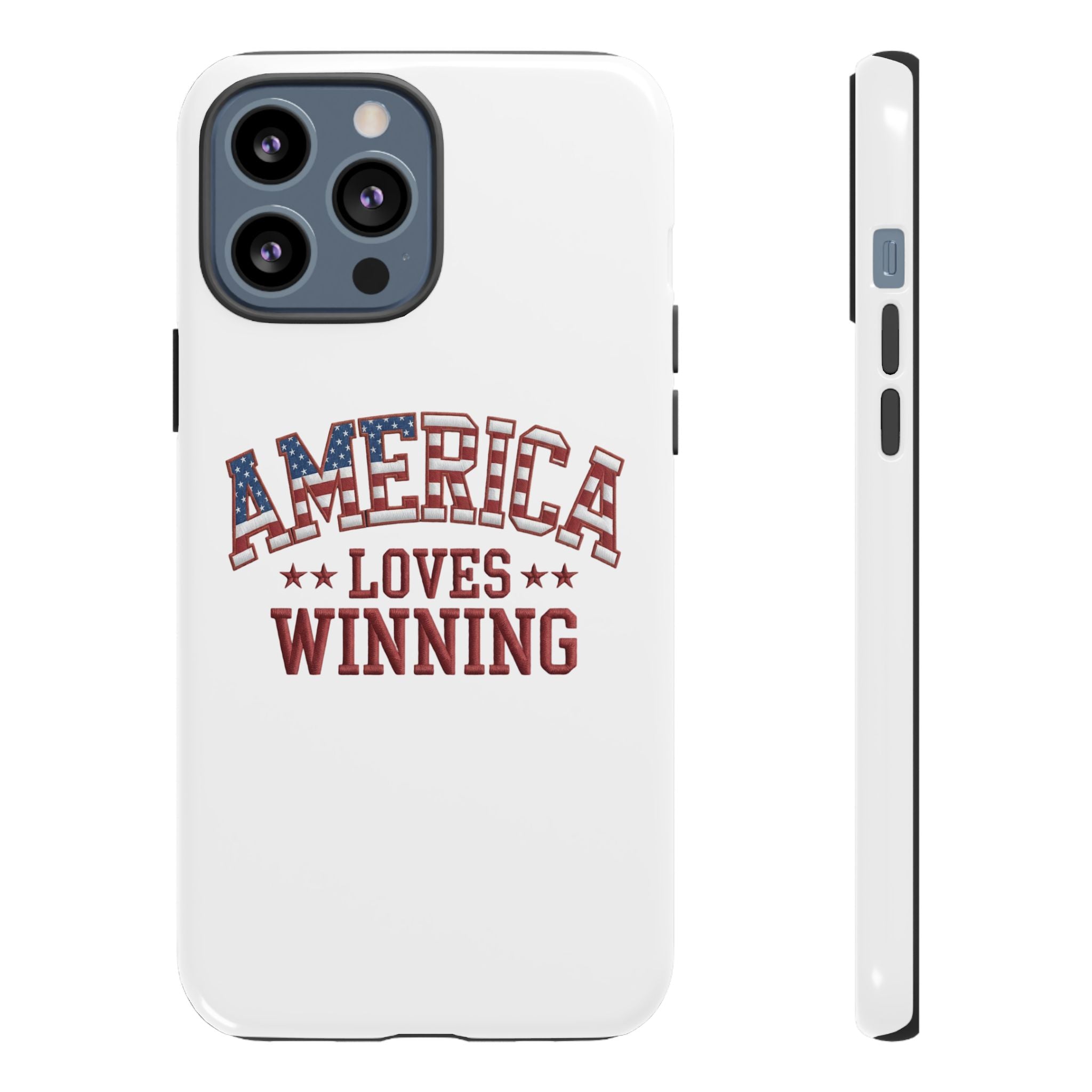 America Loves Winning Patriotic Phone Case – Tough Dual Layer iPhone & Samsung Galaxy S26 Case