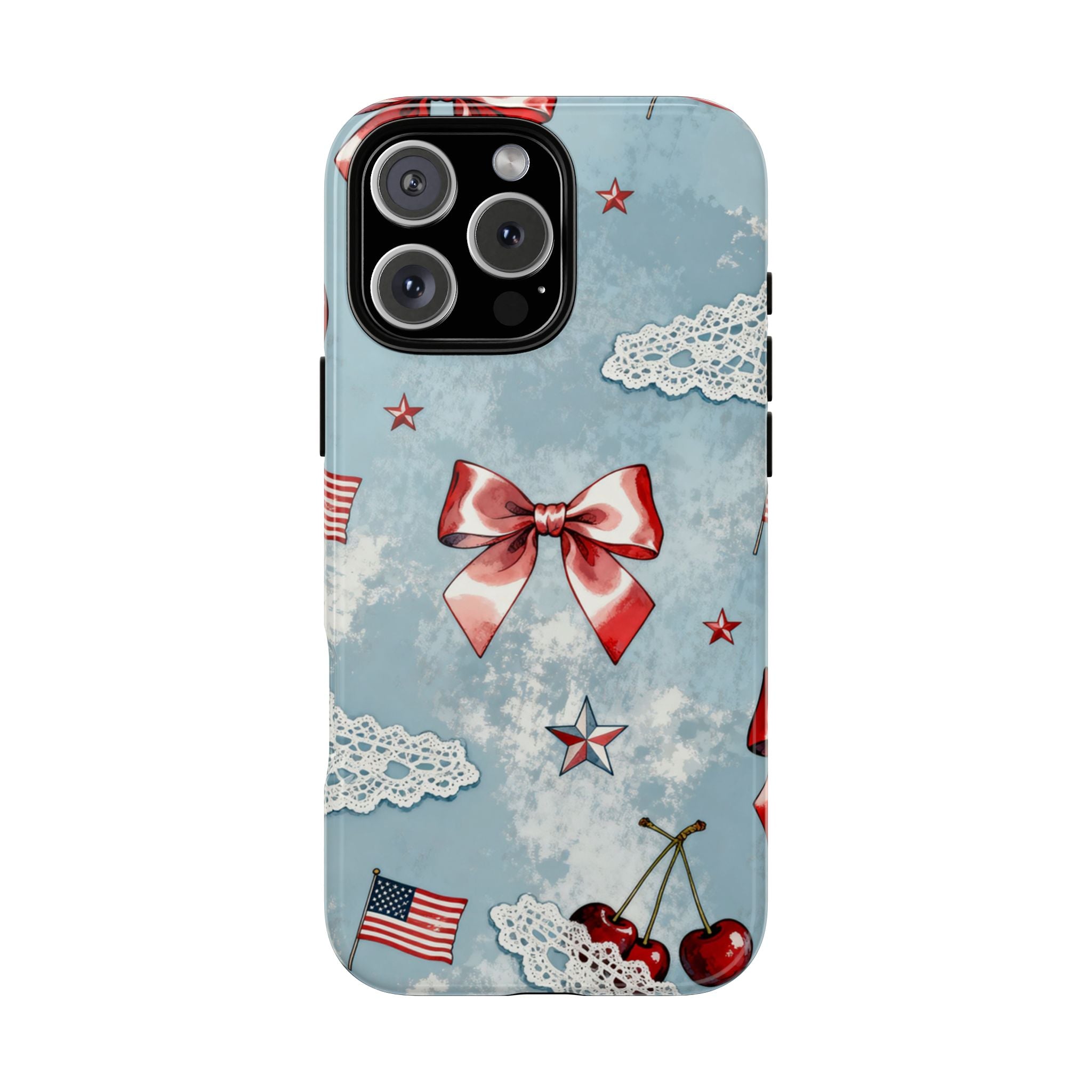 Americana Coquette Cherry Bow Phone Case Printify