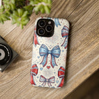 Patriotic Coquette Bows Phone Case – Americana Ribbon & Fireworks Design Printify