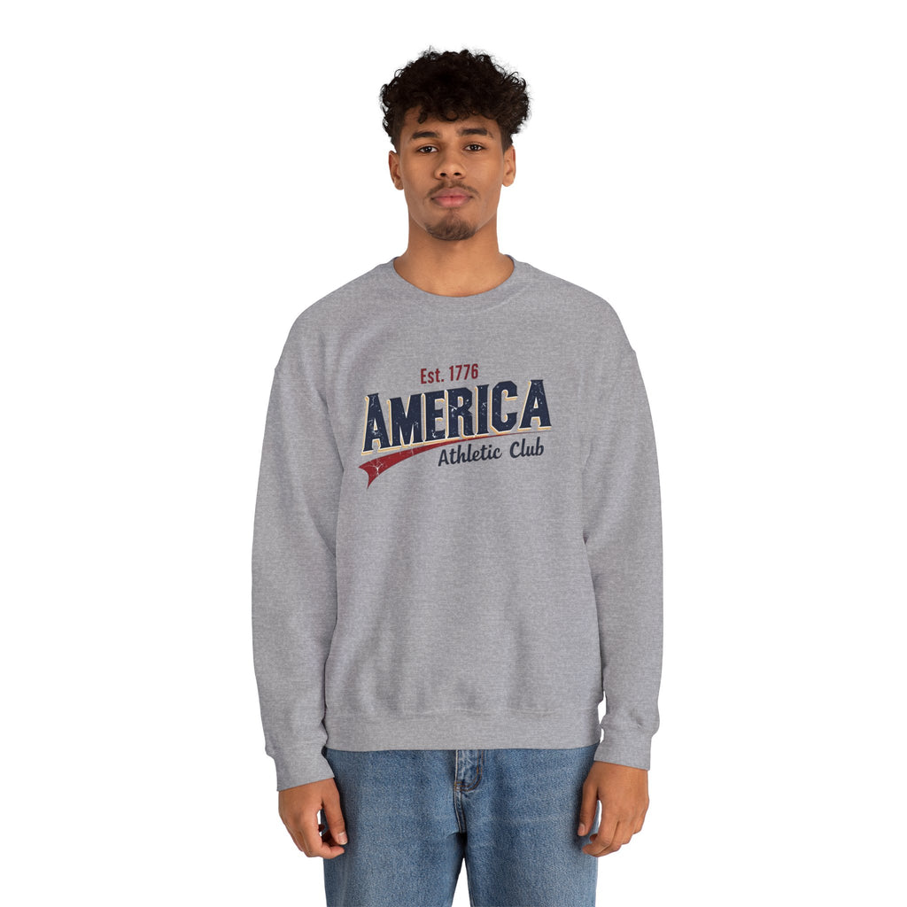 America Athletic Club Heritage Crewneck – Vintage Americana Sweatshirt Printify