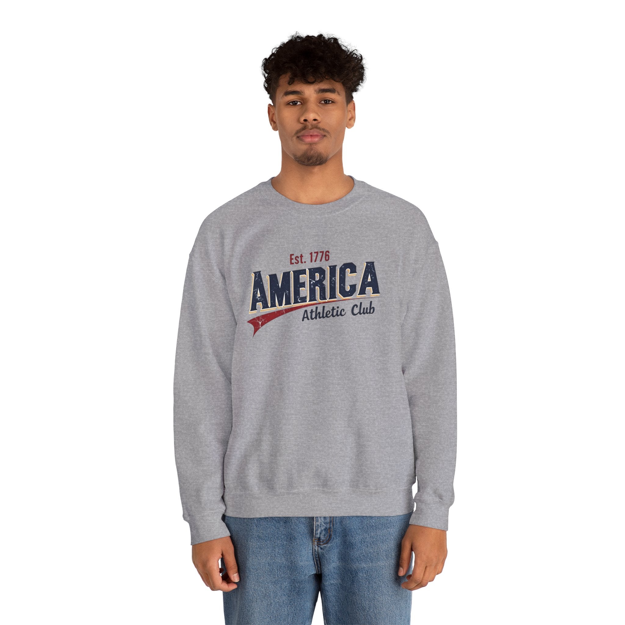 America Athletic Club Heritage Crewneck – Vintage Americana Sweatshirt Printify