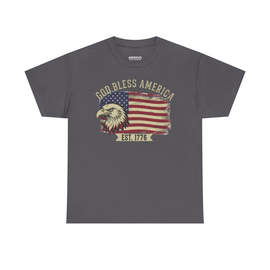God Bless America 1776 Patriotic T-Shirt – Vintage Eagle Flag USA Tee Printify