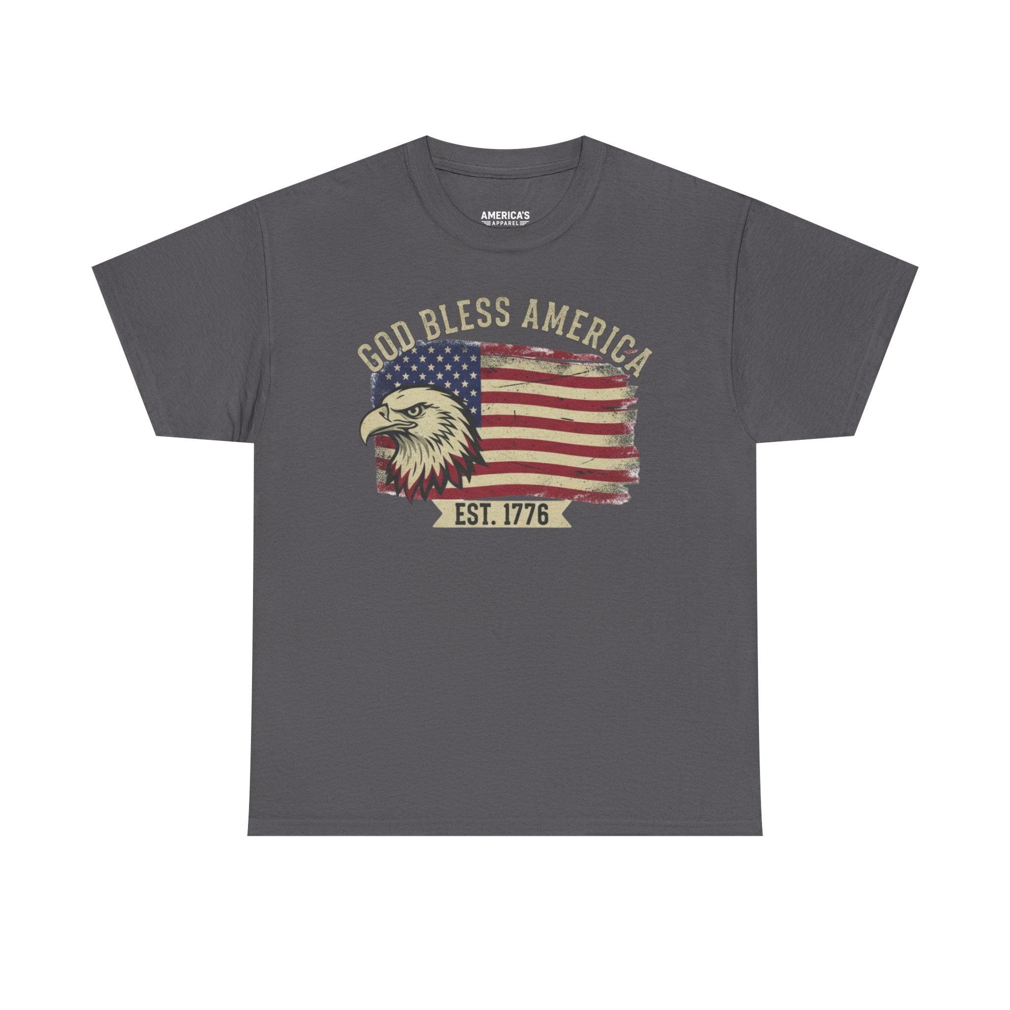 God Bless America 1776 Patriotic T-Shirt – Vintage Eagle Flag USA Tee Printify
