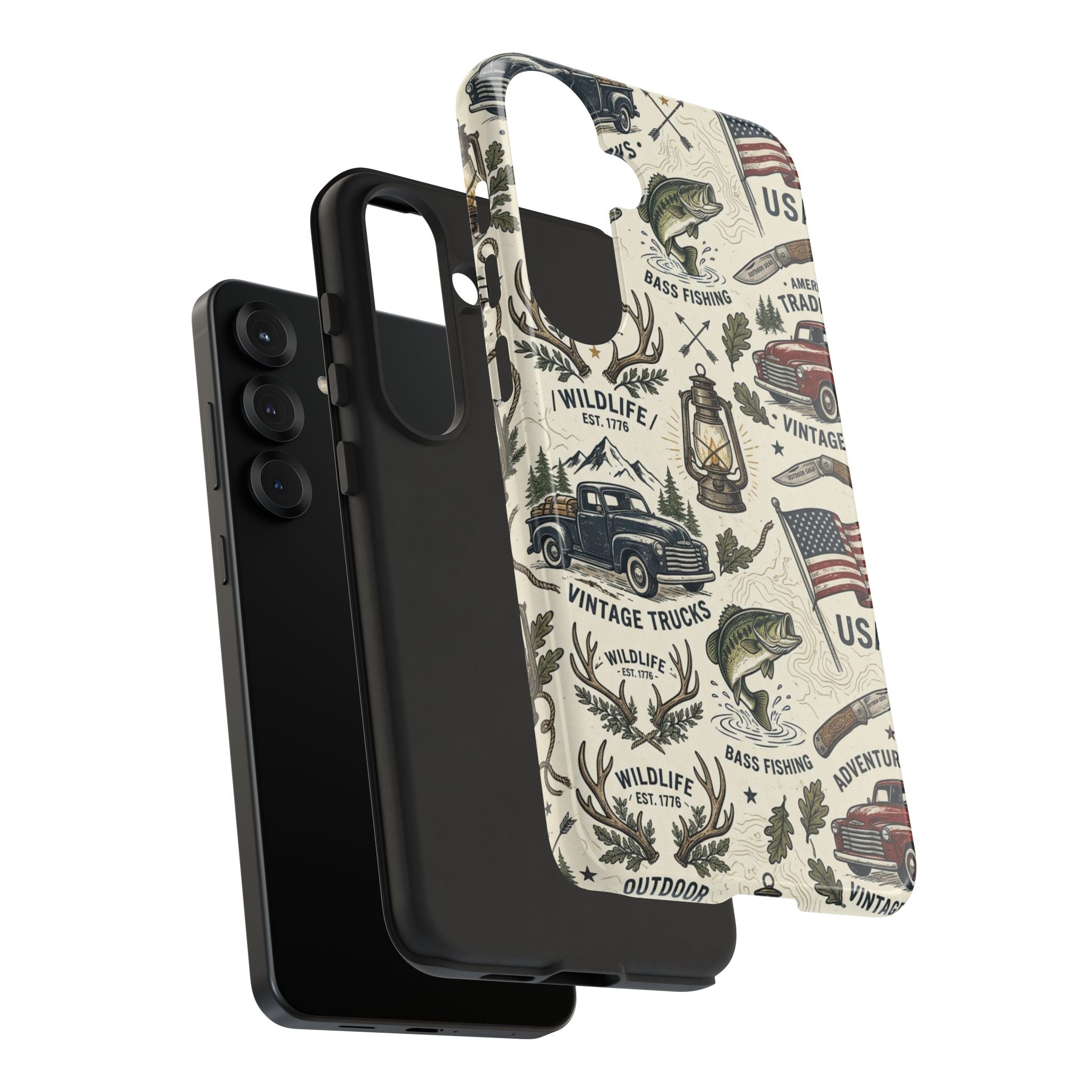 Patriotic Outdoors Phone Case – Bass Fishing & Vintage Americana Case Printify