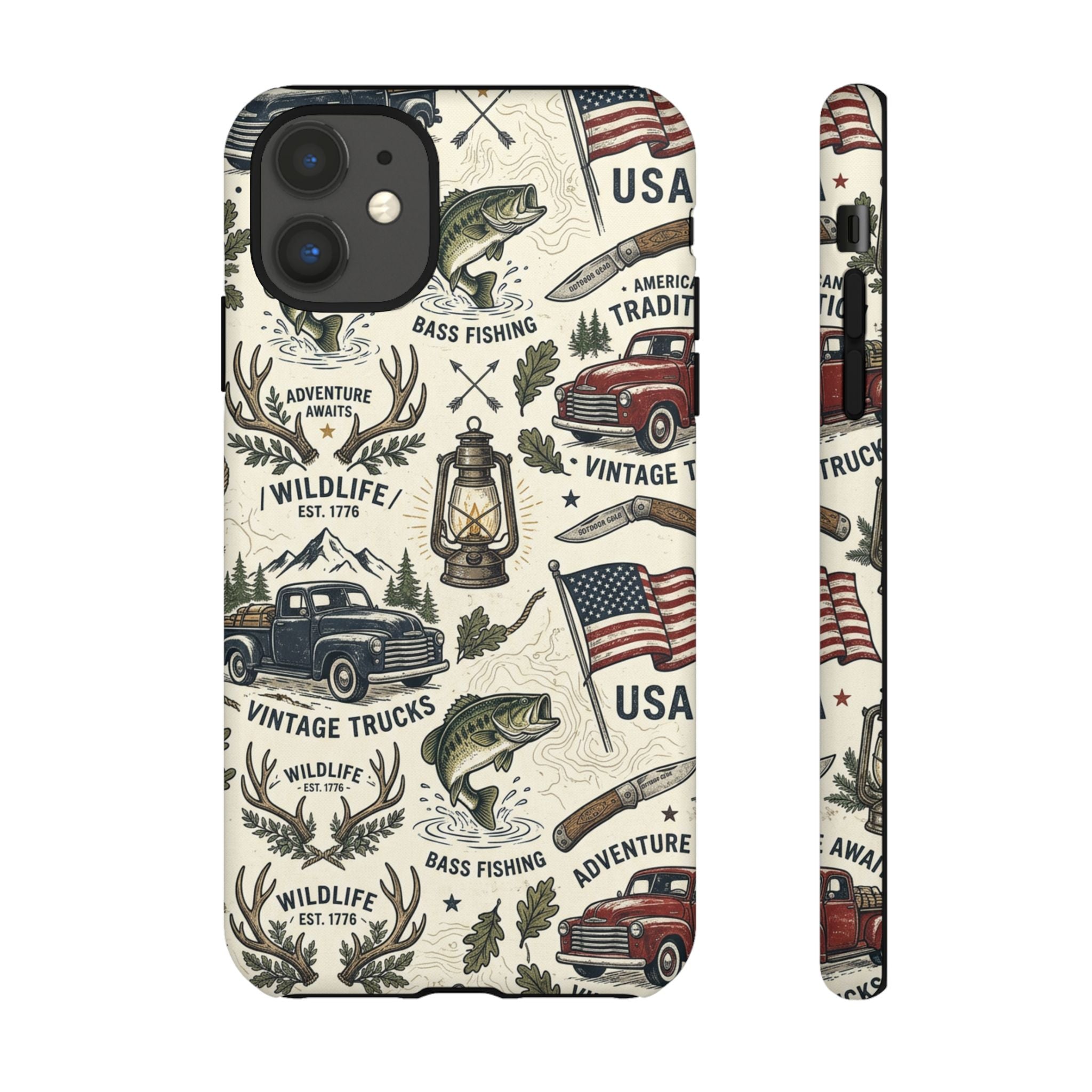 Patriotic Outdoors Phone Case – Bass Fishing & Vintage Americana Case Printify