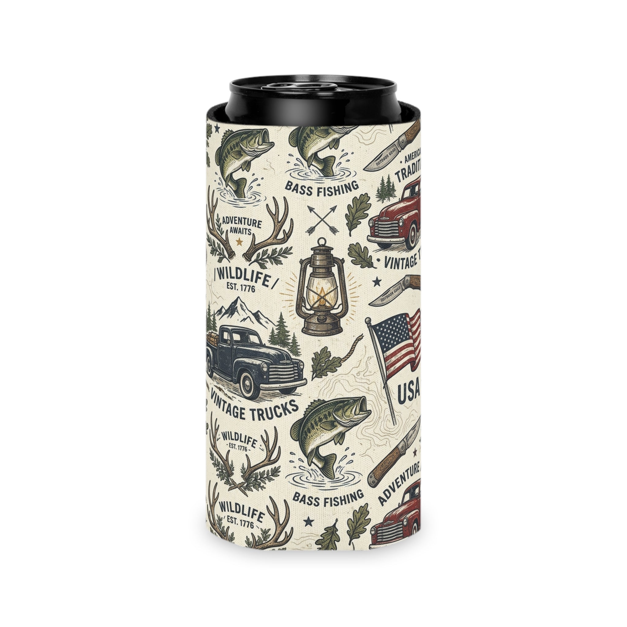 Vintage Americana Outdoors Can Cooler Printify
