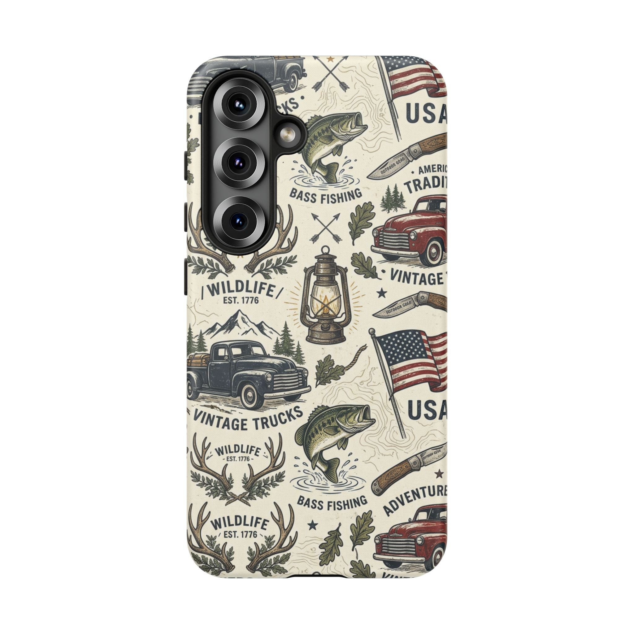 Patriotic Outdoors Phone Case – Bass Fishing & Vintage Americana Case Printify