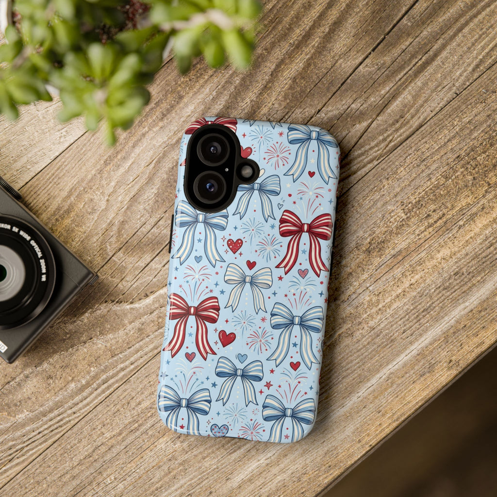 Patriotic Coquette Bows & Fireworks Phone Case Printify