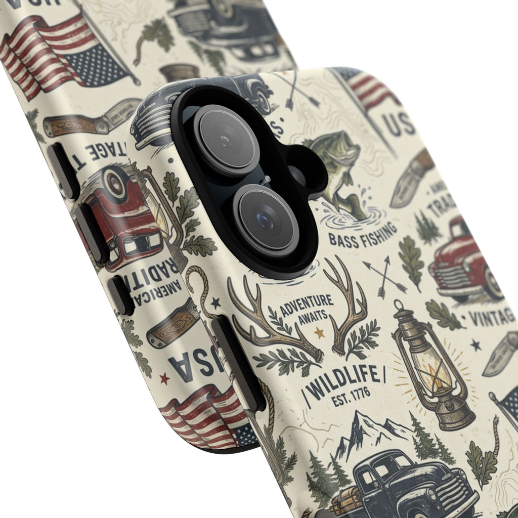 Patriotic Outdoors Phone Case – Bass Fishing & Vintage Americana Case Printify