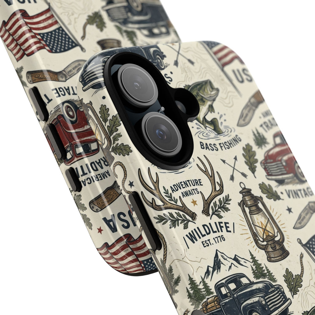 Patriotic Outdoors Phone Case – Bass Fishing & Vintage Americana Case Printify