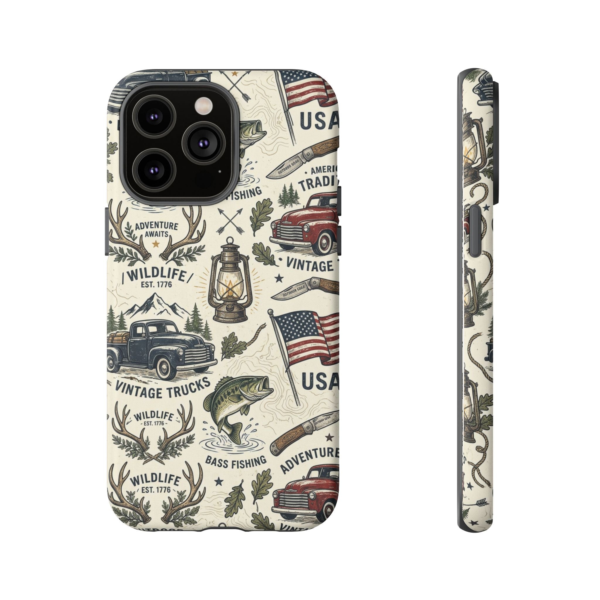 Patriotic Outdoors Phone Case – Bass Fishing & Vintage Americana Case Printify