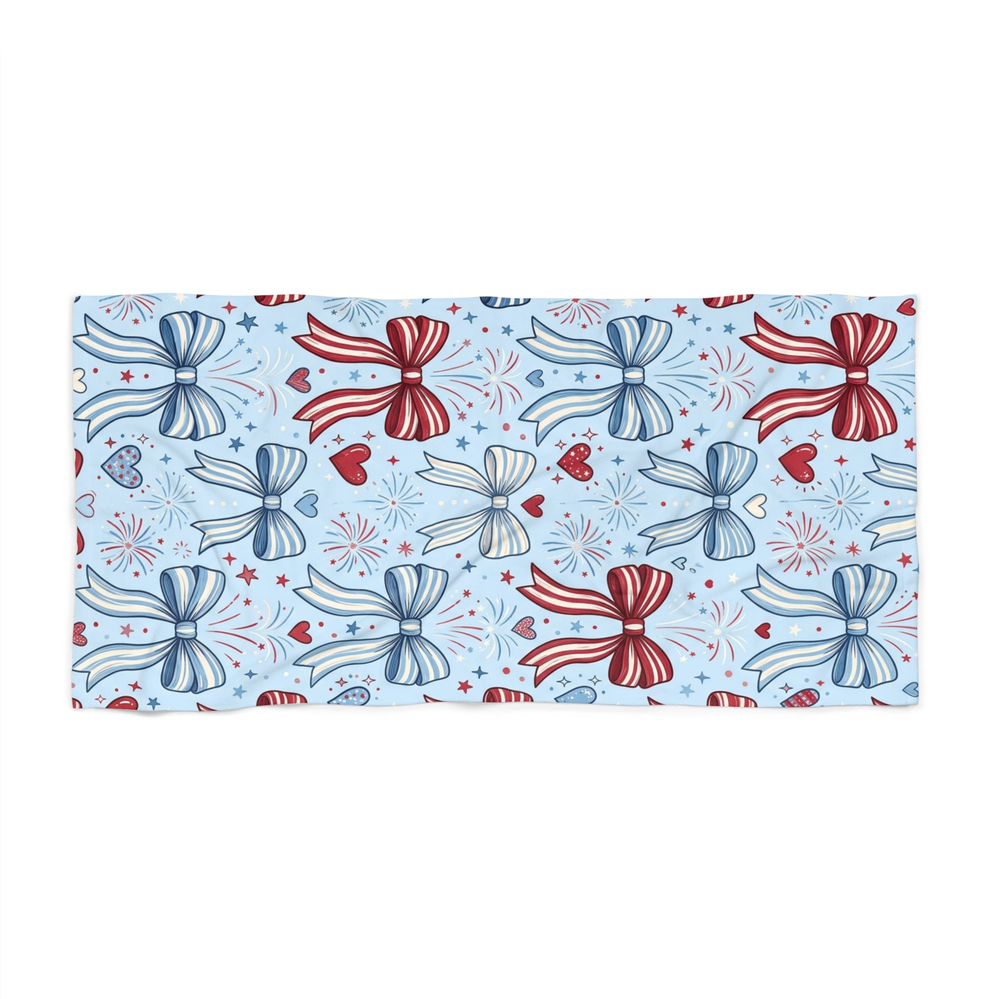 Stars, Stripes & Bows Beach Towel – Coquette Americana Patriotic Towel Printify