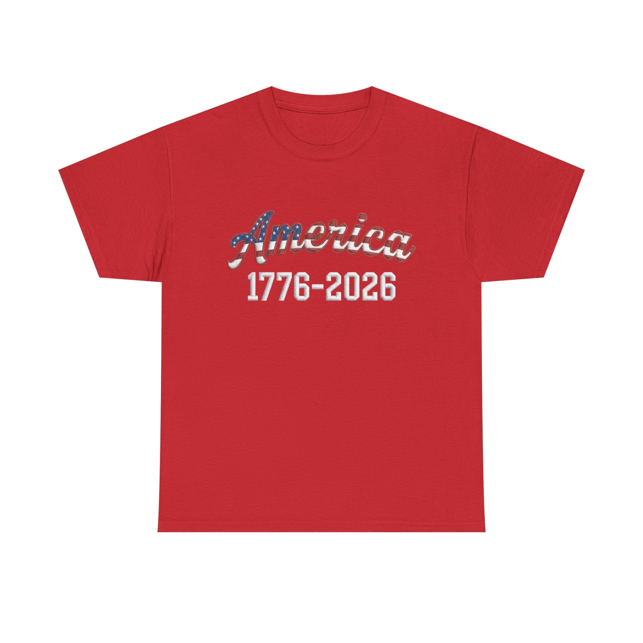 "America 1776–2026" Patriotic Unisex Cotton T-Shirt – Gildan 5000 Heavy Tee