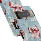 Americana Coquette Cherry Bow Phone Case Printify