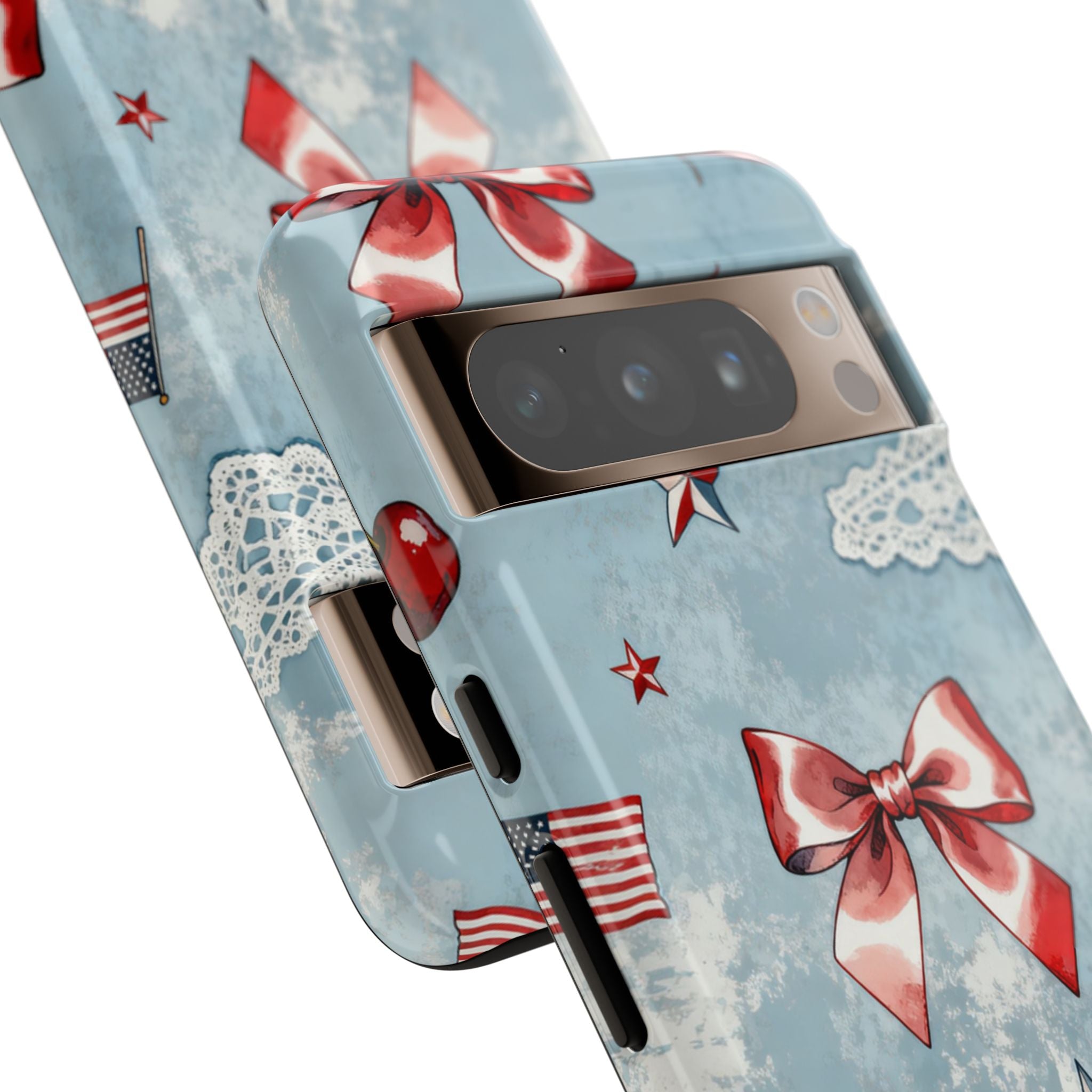 Americana Coquette Cherry Bow Phone Case Printify