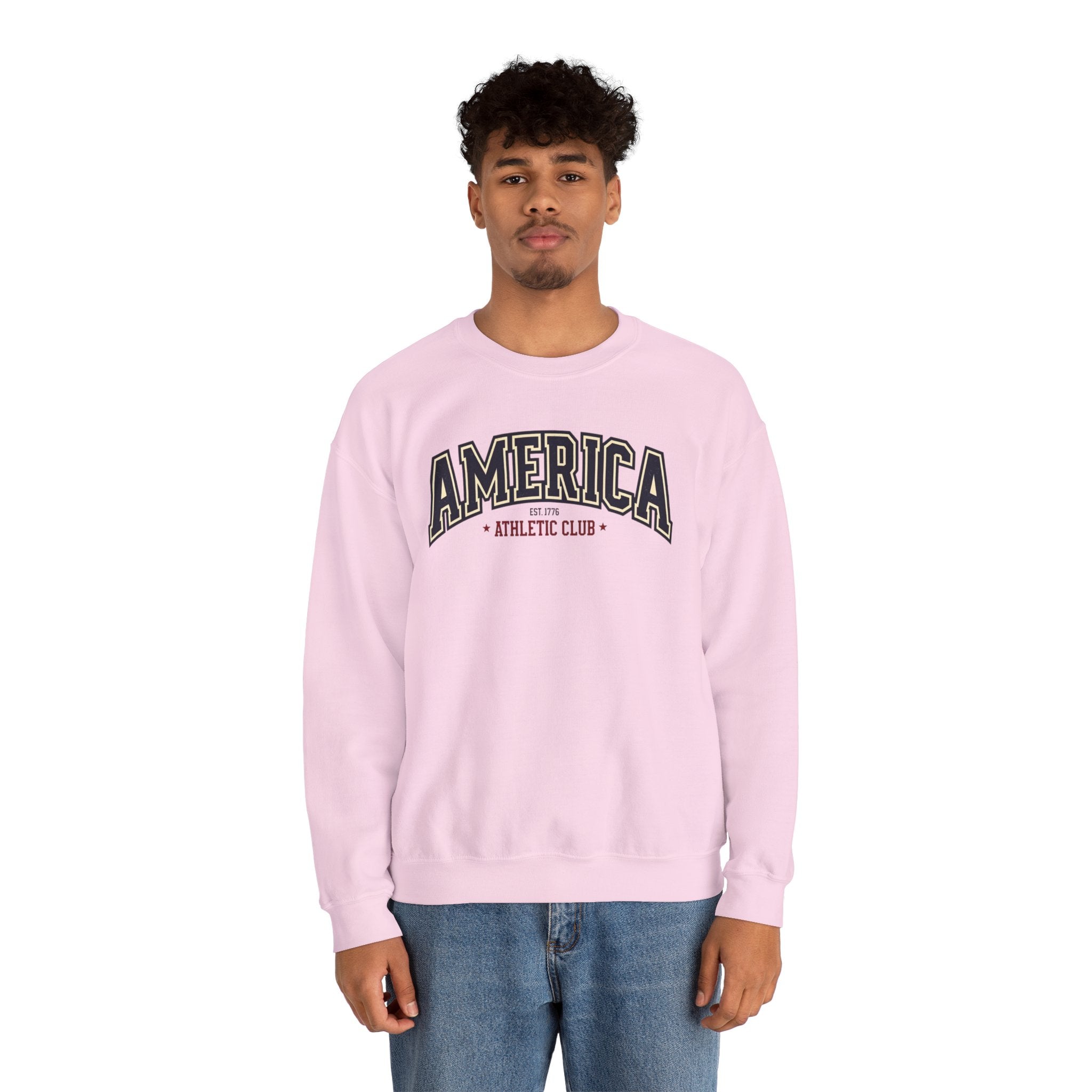 America Athletic Club Crewneck Sweatshirt – Vintage Collegiate Americana Pullover Printify